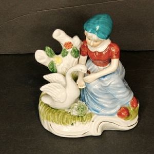 Porcelain Figure of Girl with Goose